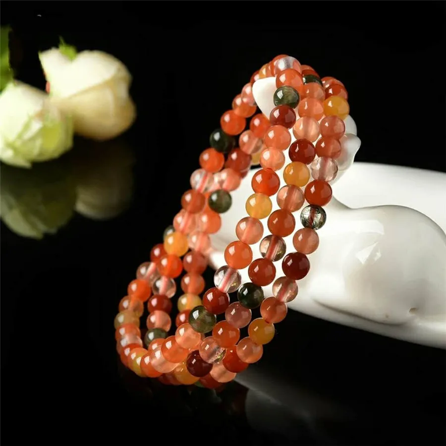 6 мм настоящий натуральный цветной Rutilated кварц драгоценный камень браслеты для
