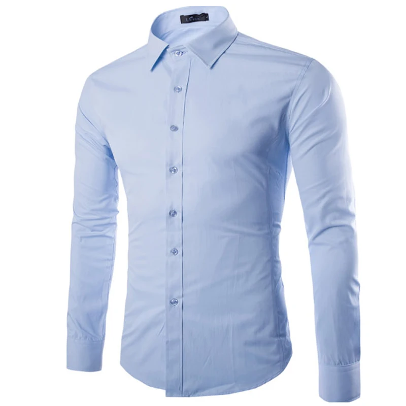 Брендовые белые Для мужчин с длинными рукавами CHEMISE Homme 2018 Мода Бизнес Дизайн S Slim