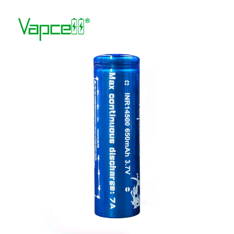 2 шт. Vapcell INR 14500 650 мАч Максимальная непрерывная разрядка 7А перезаряжаемая батарея