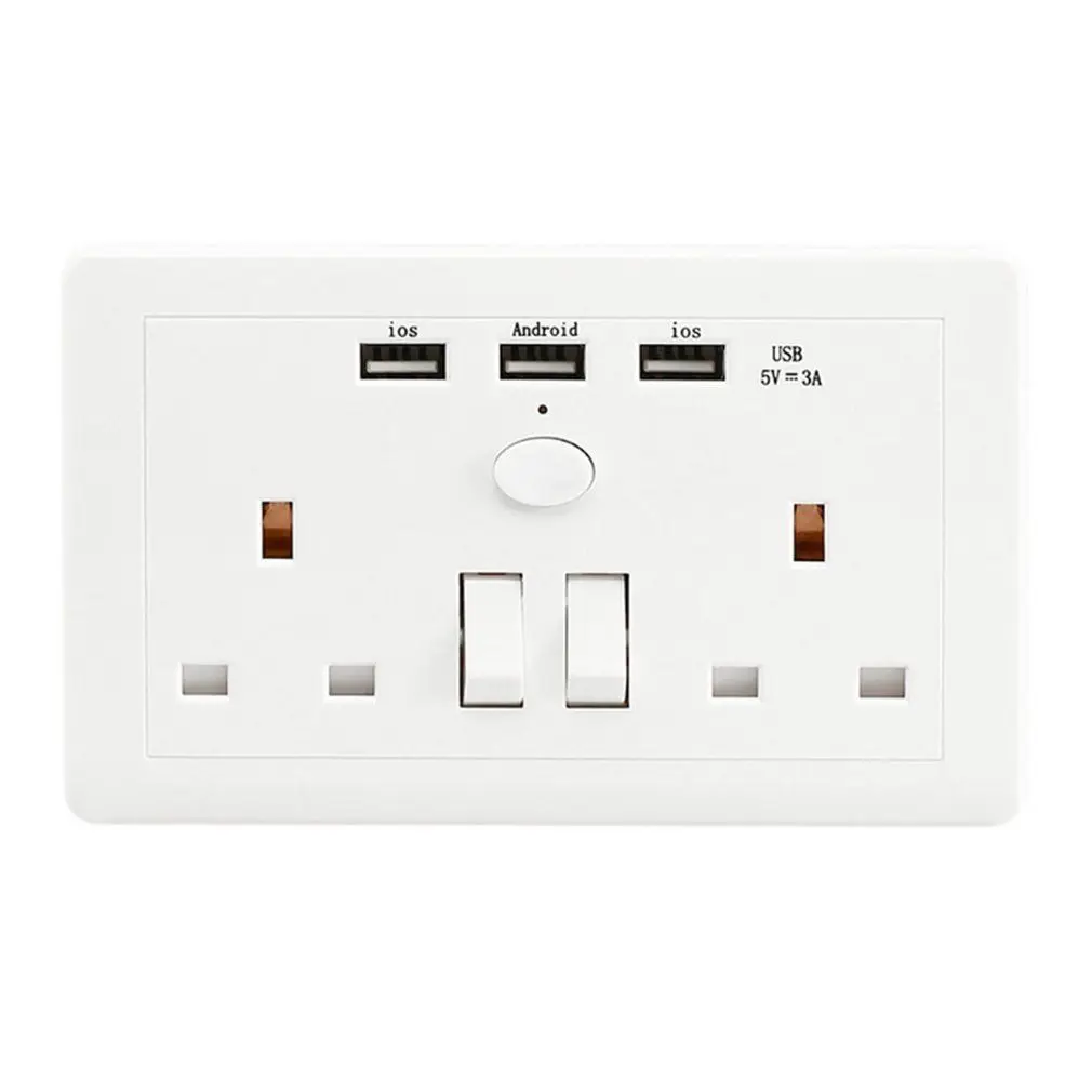 Фото Двойная настенная розетка с 3 USB портами для быстрой зарядки 13 а 250 В uk wall socket fsocket Двойная настенная розетка с 3 USB портами для быстрой зарядки 13 а 250 В uk wall socket fsocket