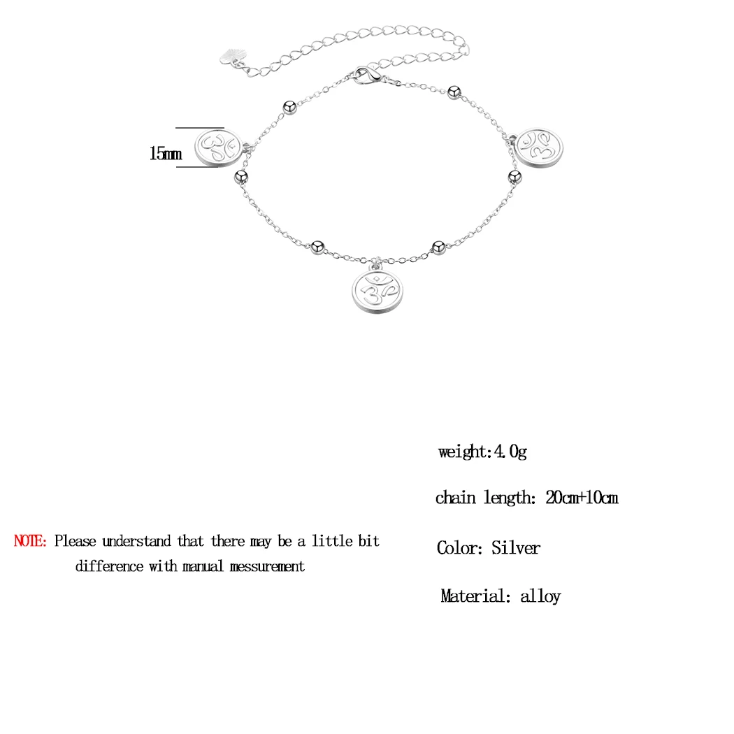 Модные 3 OM символом амулеты на лодыжках для женщин Бохо пляжные браслеты сандалий