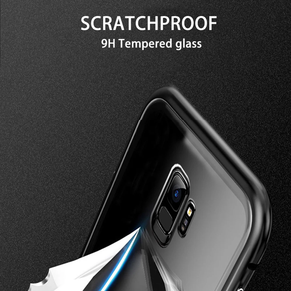Metal Magnetic Adsorption Phone Cover For Samsung Galaxy S7 Edge S8 S9 S10 5G Plus Note 9 8 J4 J6 J8 A7 2018 C7 Glass Cases | Мобильные