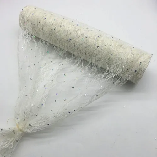 Ivory 9,2 м блестящая ткань с пайетками, тюль, рулон 10 ярдов 30 см, катушка, пачка, свадебная отделка органзы, лазер, сделай сам, для рукоделия, для дня рождения, вечеринок - Цвет: Ivory