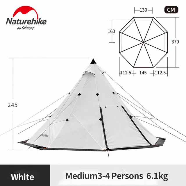 M-White Naturehike вигвам Палатка Наружная палатка Пирамида палатки большой емкости ветрозащитная непромокаемая водонепроницаемая палатка для семьи - Цвет: M-White