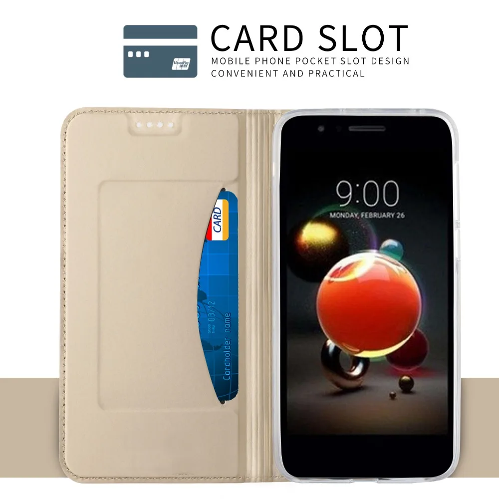 Чехол книжка из искусственной кожи чехол для LG K10 K8 2018 класса люкс с подставкой