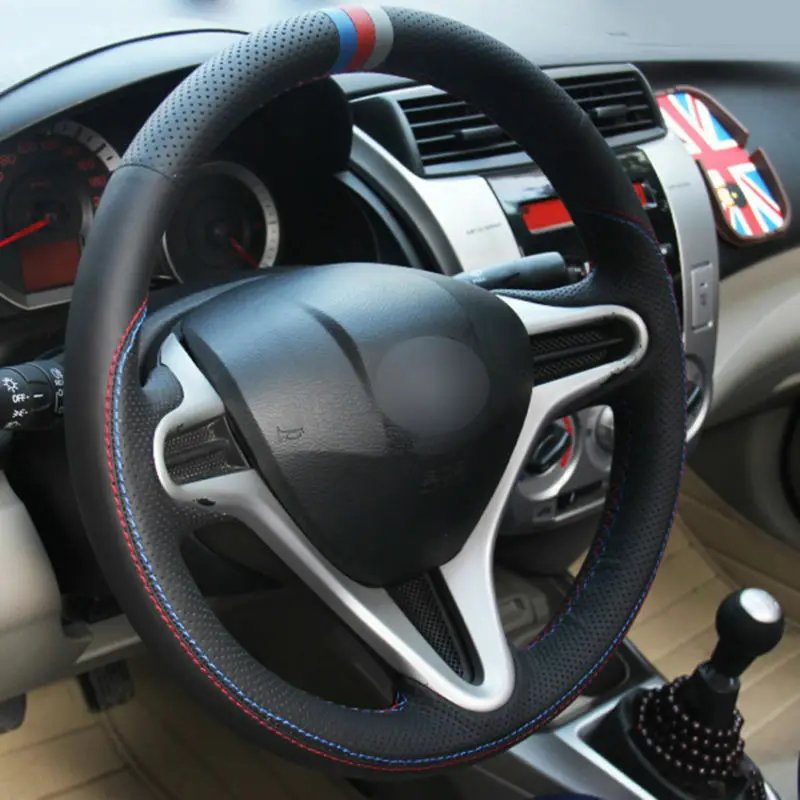 Кожаный чехол на руль для Honda Fit 2009 13|Чехлы руль| |