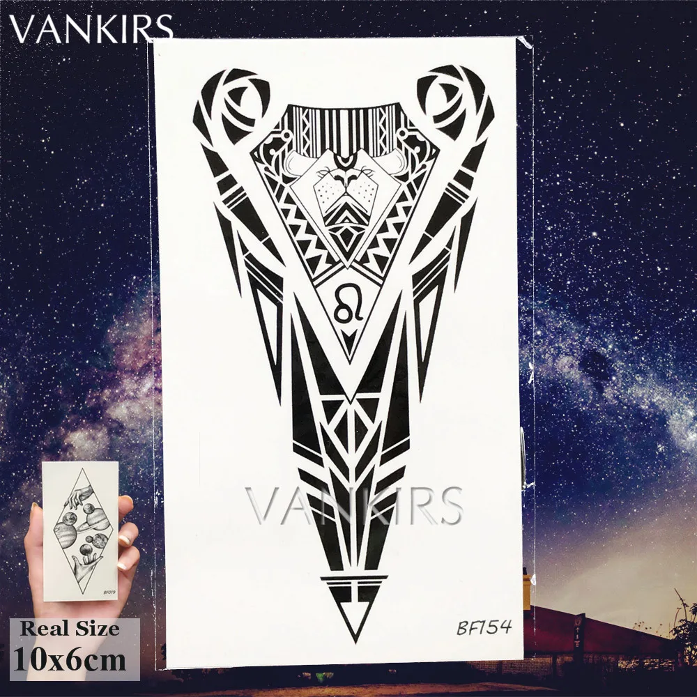 Искусственные черные геометрические водостойкие тату наклейки с тотемным