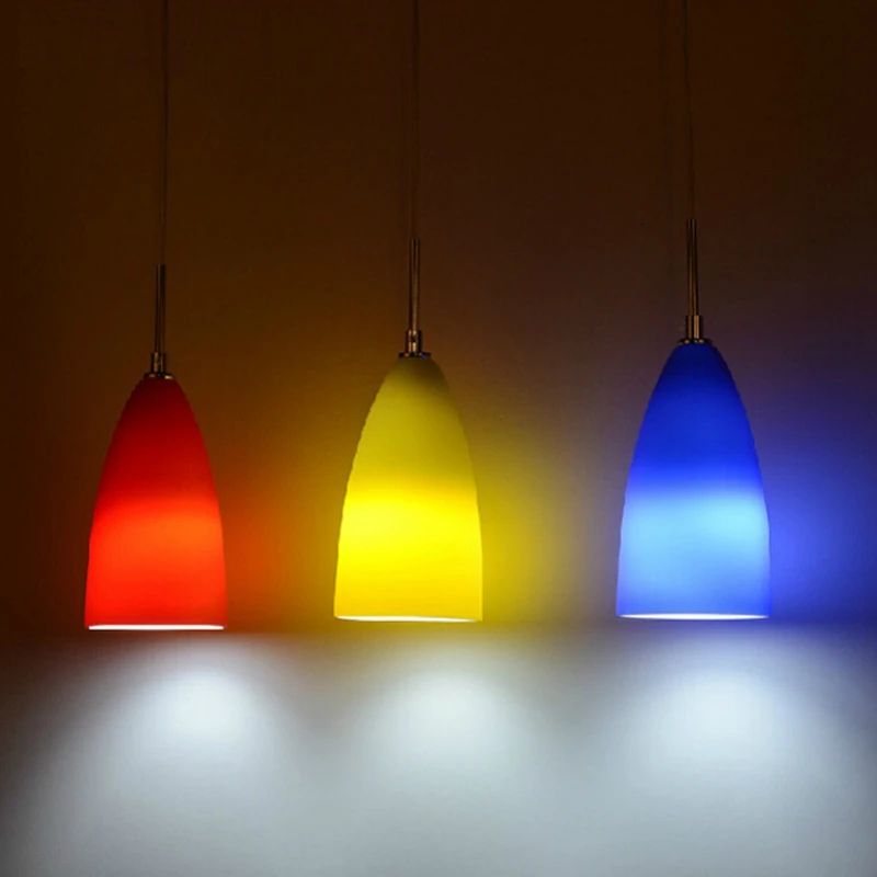 Разноцветный стекло столовая подвесной светильник современный краткое LED бар