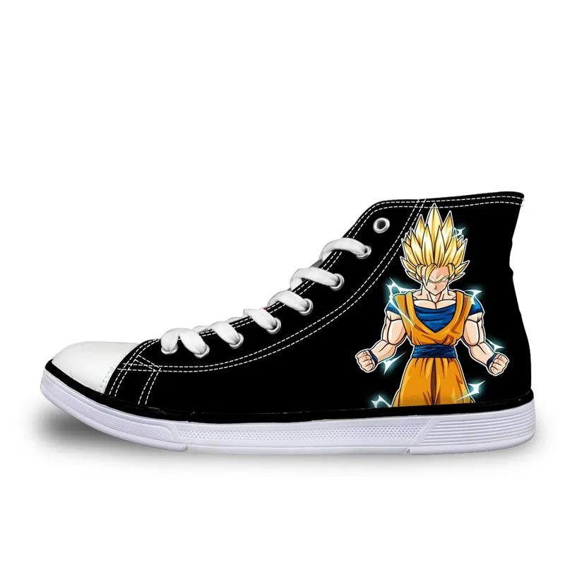 Z4344AK THIKIN на заказ Супер Saiyan Son Goku принт с высоким верхом мужские кружевные туфли на плоской подошве парусиновая обувь для отдыха Модные дышащие подростковые Студенческие - Цвет: Z4344AK