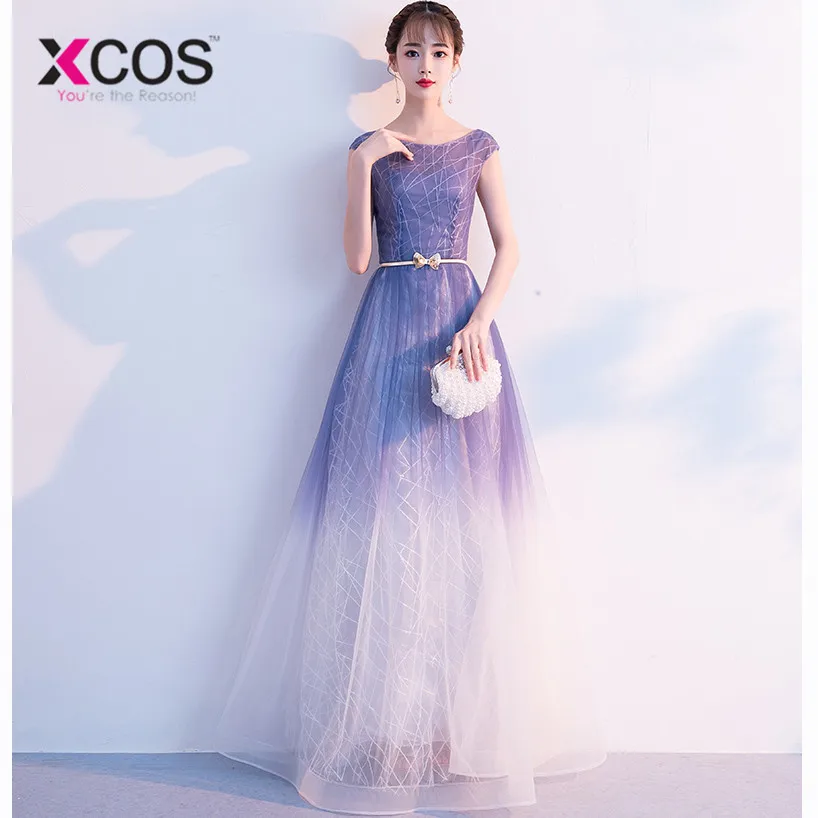 XCOS летние Омбре платья для выпускного вечера 2018 vestidos de gala женское вечернее платье