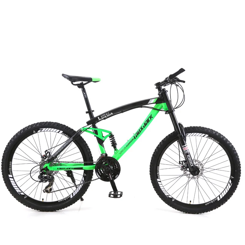 LAUXJACK Mountain Bike Steel Frame Full Suspension Mechanical Disc Brake 24 Speed Shimano 26&quot Alloy Wheels | Спорт и развлечения