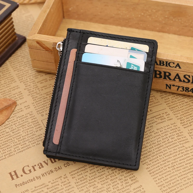 Мужской мини-кошелек из натуральной кожи с карманом для монет портативный