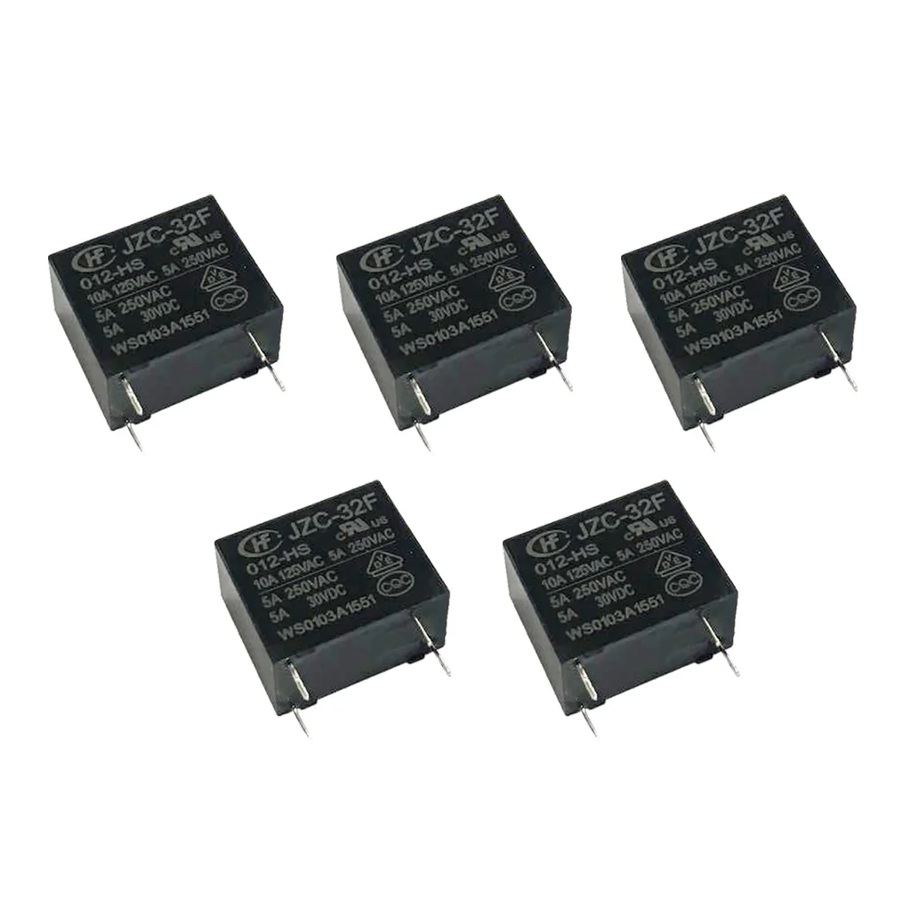 5 шт. HF32F пластиковые мини реле питания 4 Pin PCB Тип Черный Автомобильный DC 12V |