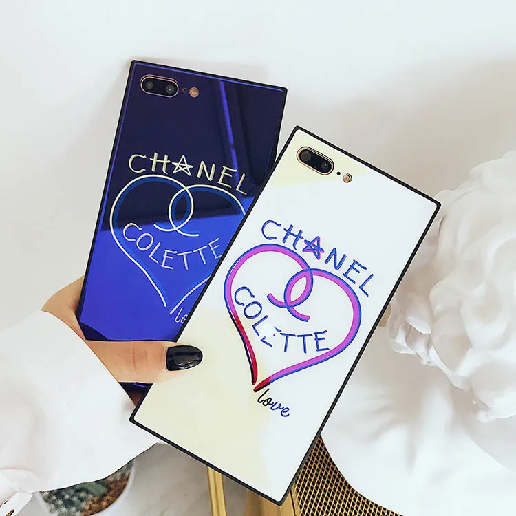 Laser square blue glass case phone For iPhone 6 6S 7 8 Plus X | Мобильные телефоны и аксессуары