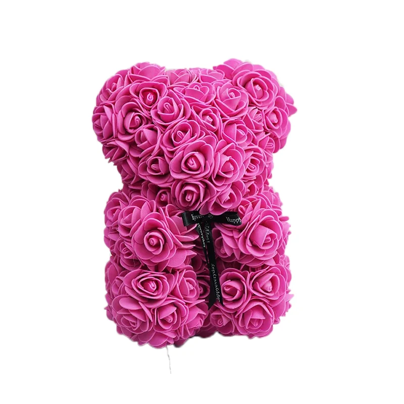 Rose red Мультфильм 25 см красная роза медведь Искусственные из ПЭ цветы плюшевый медведь Валентина Дети подарки на день рождения на Рождество Домашний декор дропшиппинг - Цвет: Rose red
