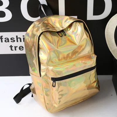 Искусственная кожа леди плечо серебристый рюкзак женщин сумка отдыха Bagpack Дамы
