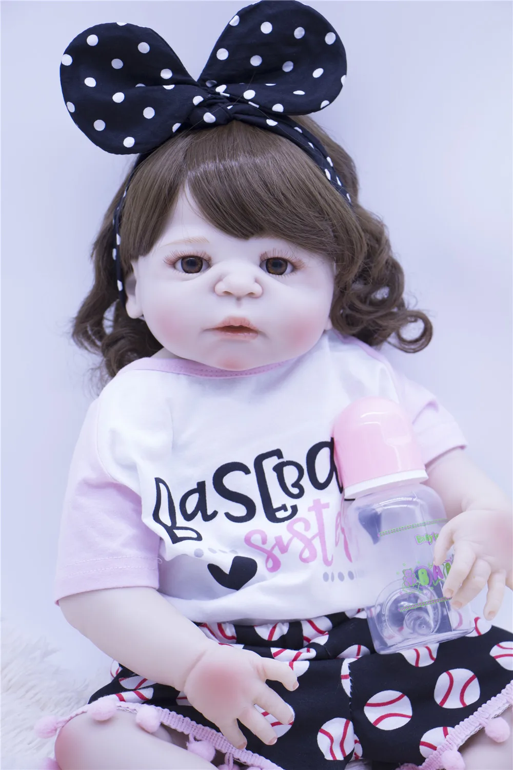 23 ''реалистичные куклы принцессы Bebes все силиконовые Reborn doll в горошек головной