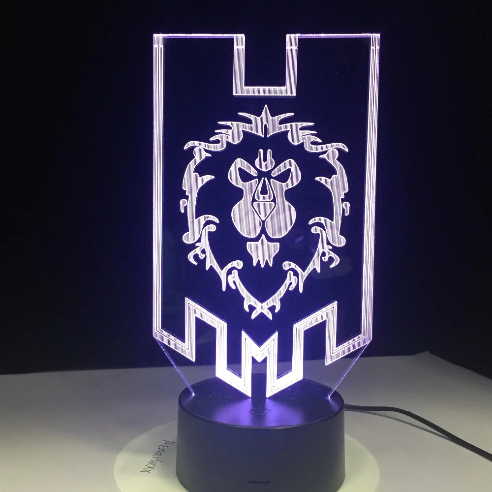 LED World of Warcraft 3D лампа Альянс Племенной знаки по сравнению с пультом дистанционного