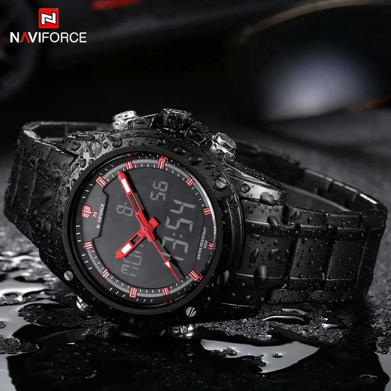 Часы мужские Кварцевые водонепроницаемые со светодиодный кой в стиле милитари |