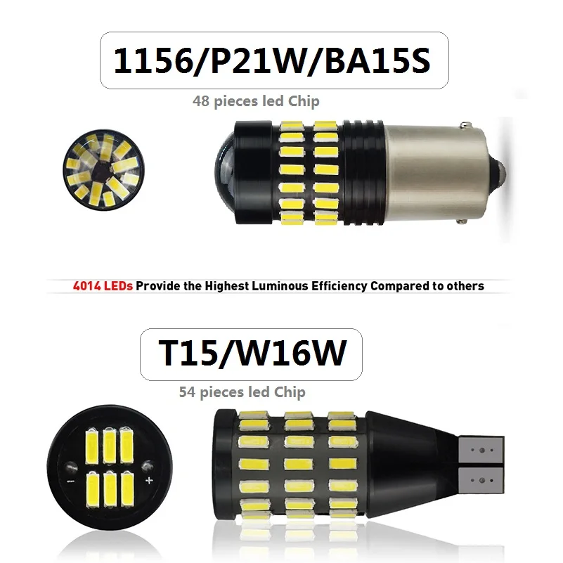 2x W16W светодиодный T15 P21W светодиодный BA15S 1156 Автомобильная резервная копия светильник лампочка для peugeot 307 206 308 407 207 3008 2008 406 208 508 301 4008