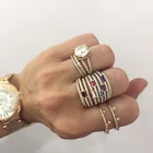 Кольцо с камнем для девушек и женщин, подарок на день рождения, с цветными фианитами класса ААА +, простые геометрические обручальные кольца