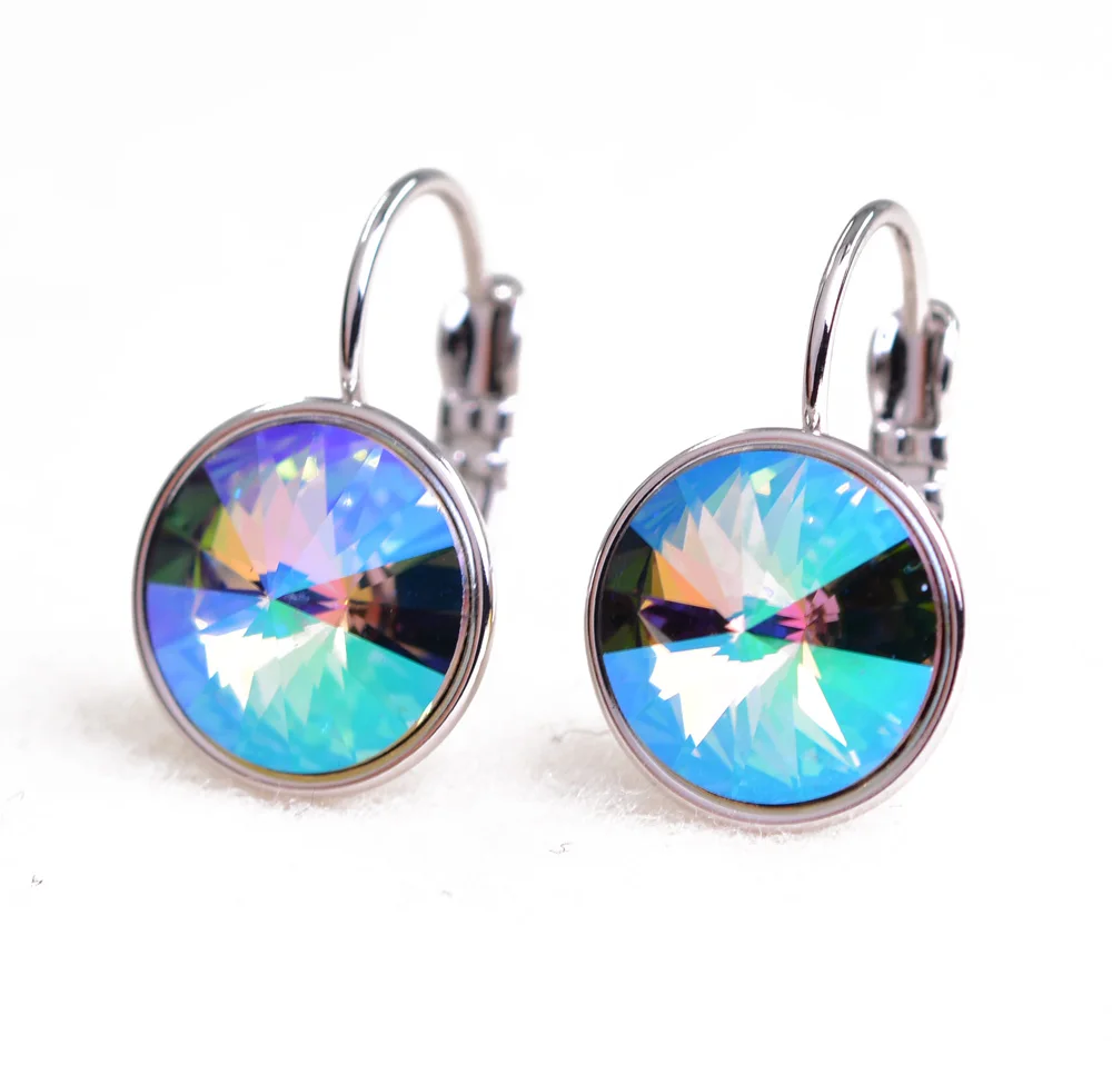 bright blue in white Серьги для женщин, модное ювелирное изделие, розовое золото, австрийские кристаллы, серьги, нежный подарок на свадьбу, помолвку, pendientes - Окраска металла: bright blue in white