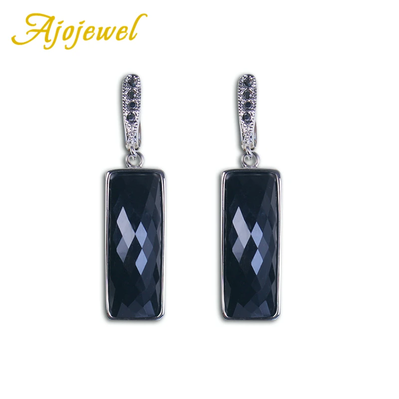Ajojewel простой квадратный кулон черные хрустальные стразы висячие серьги для