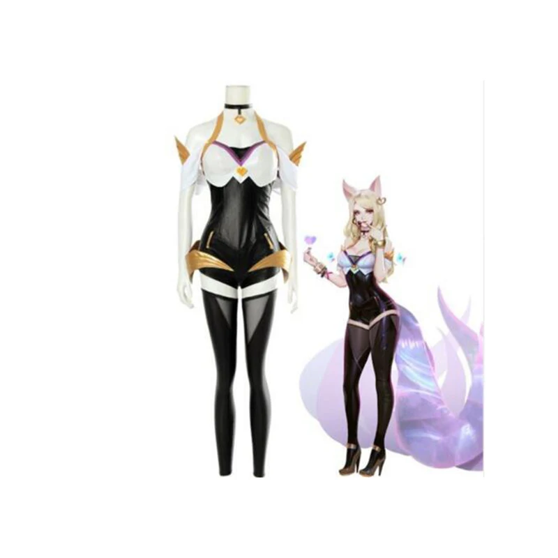 Костюм LOL League of Legends KDA Ahri кожаный боди костюм для косплея с париком 2019|Игровые