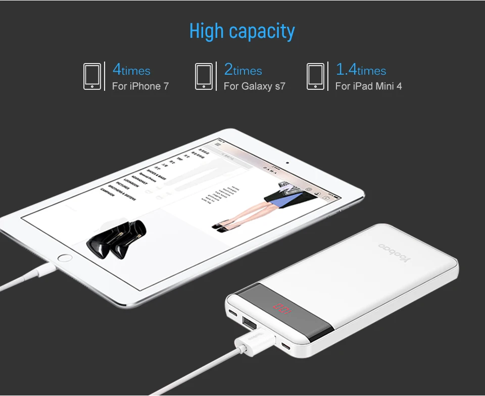Yoobao, маленький внешний аккумулятор для Xiaomi Mi, 10000 мА/ч, светодиодный Pover Bank, портативное зарядное устройство, внешний аккумулятор, повербанк для iPhone 7, SE, телефона