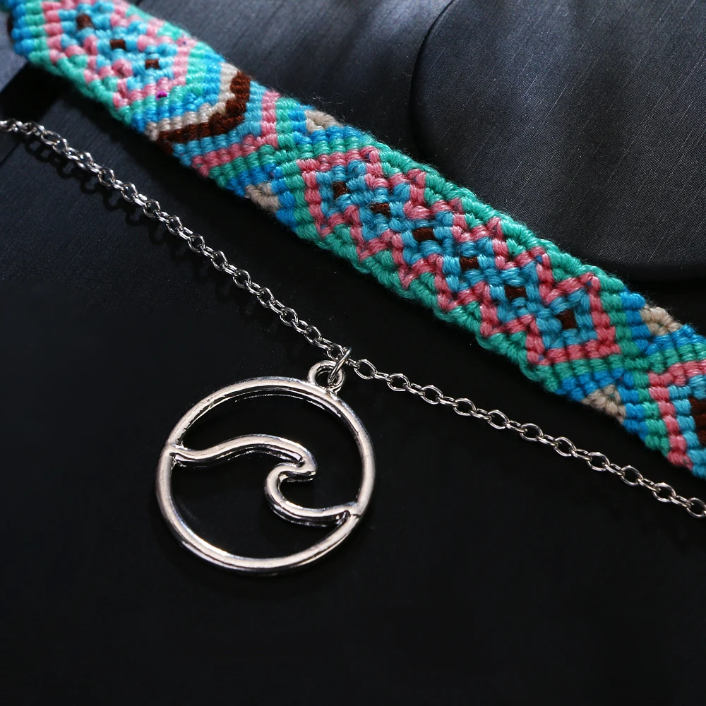 EN Богемский Браслет на лодыжку OM Rune Weave женские хлопковые браслеты ручной работы женские пляжные ювелирные изделия для ног подарки Новинка