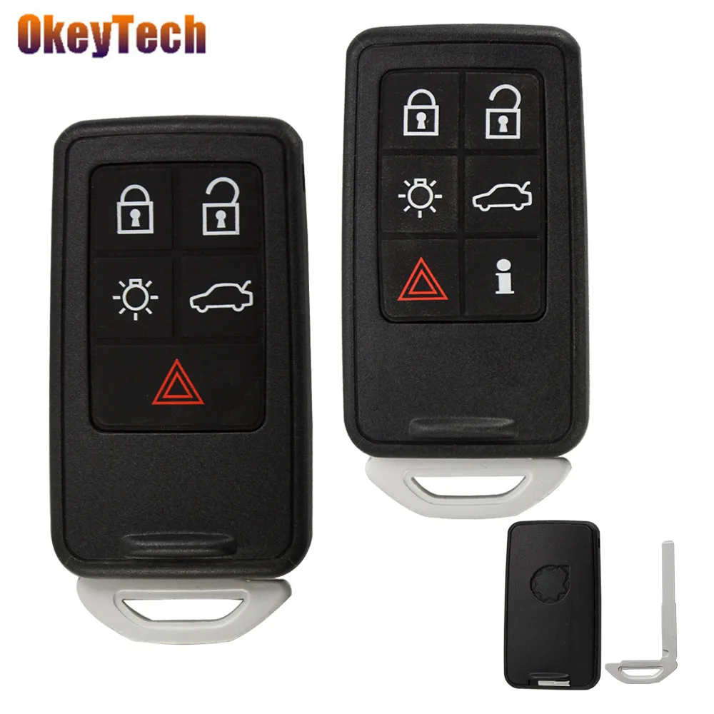 OkeyTech 5/6 кнопочный умный автомобильный чехол для ключей, брелок для Volvo S60 V60 S80 XC70 XC60 V70 2008-, автомобильные аксессуары, вставное лезвие