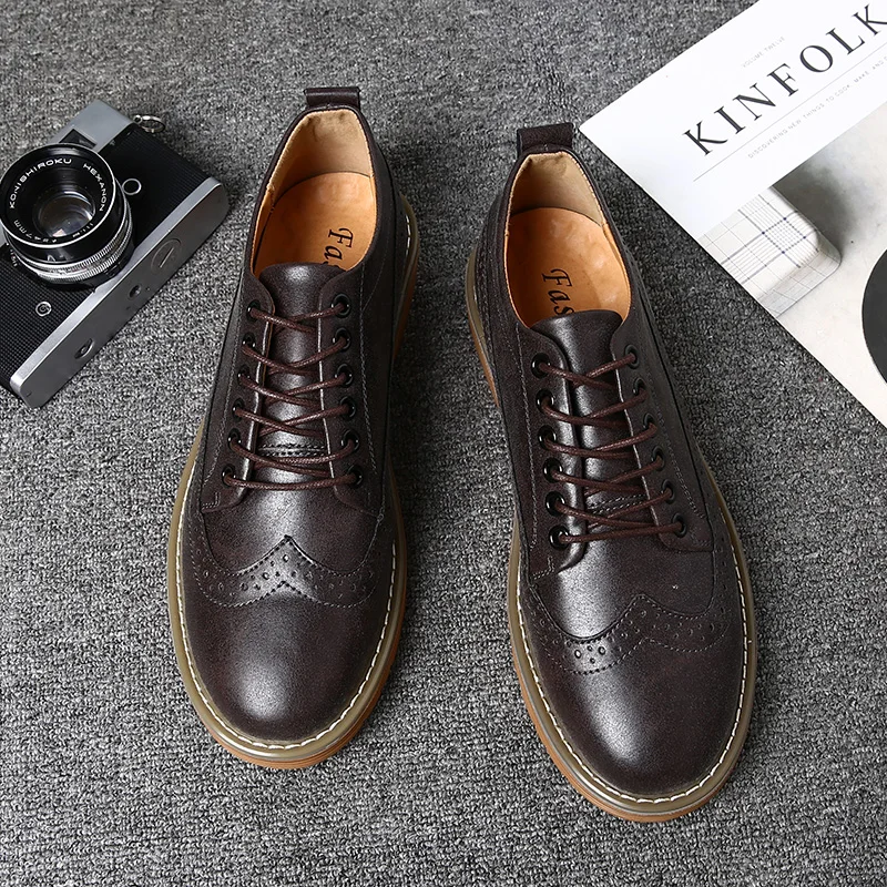 Autumn Flats Leather Men's Shoes Fashion Casual Wedding Formal Business Lace Up Male Dress Zapatillas Hombre 4 | Обувь