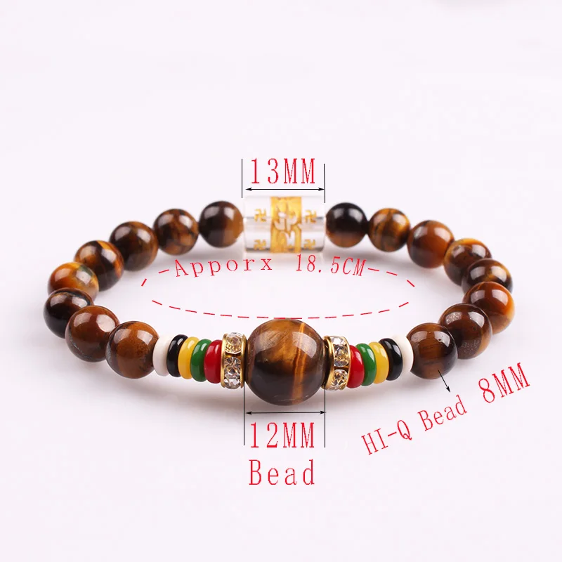 Шесть дизайнов счастливая мантра искусственный тигровый глаз камень круглые