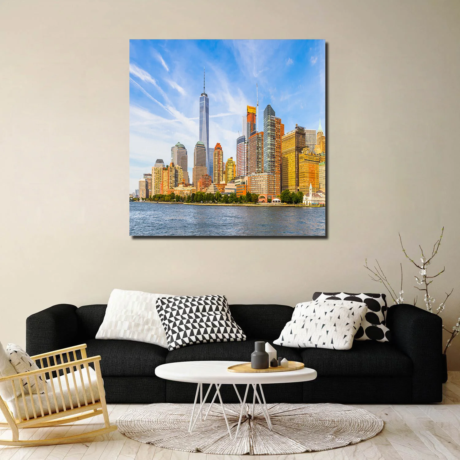 ArtStore Sky And City Oil Painting Set Gallery Wrap Unstretched Hd Prints Children Wall Art Bedroom Artwork Quotes Hotel | Дом и сад
