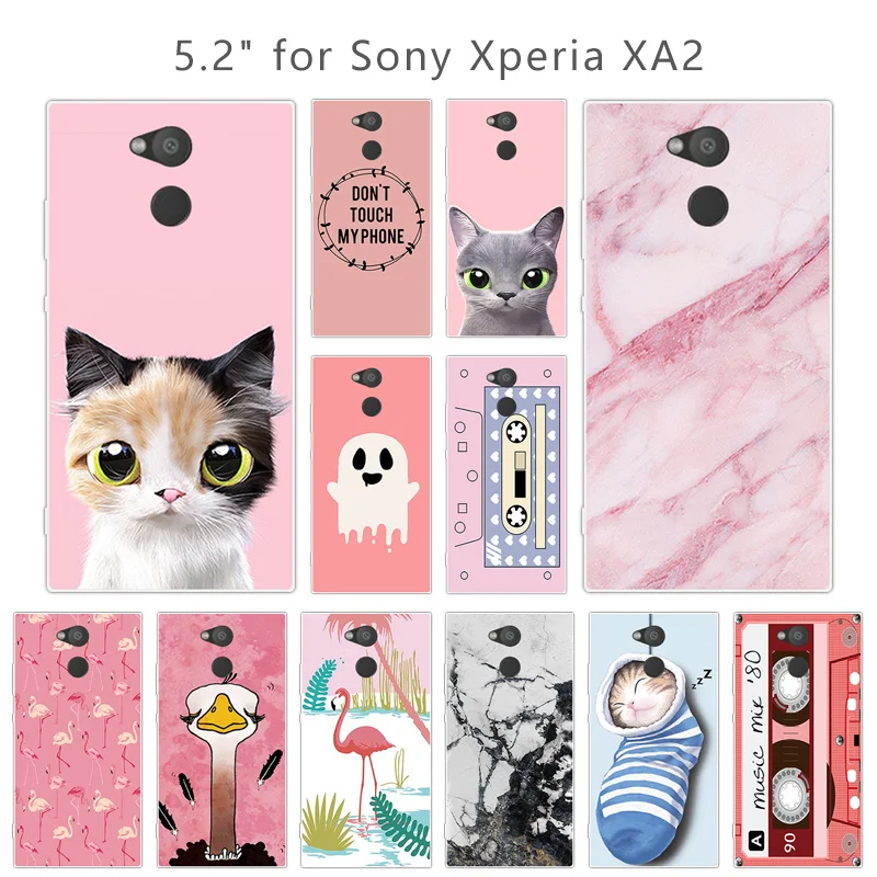 5.2&quot for Sony Xperia XA2 Protection Phone Cases Soft Silicone Pink Capa Ultrathin TPU Cover |