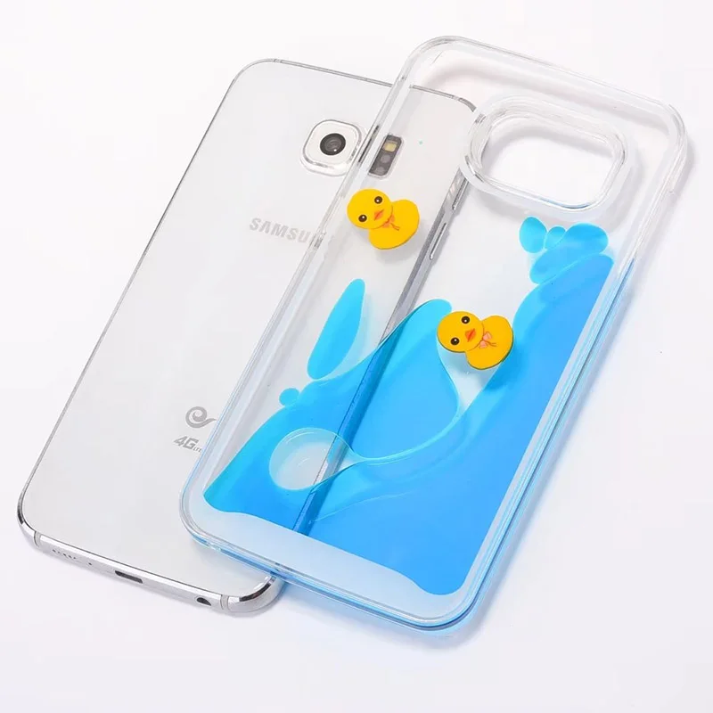 Vonada/милый чехол для samsung Galaxy S6, уникальный плавучий плавательный жидкий резиновый утиный синий водный ПК Жесткий Чехол для телефона, чехол