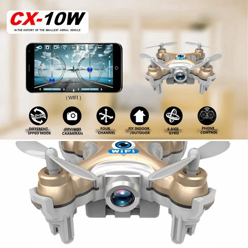 Мини Радиоуправляемый Дрон с камерой Cheerson Cx 10w Cx10wd вертолет Wifi камера Fpv