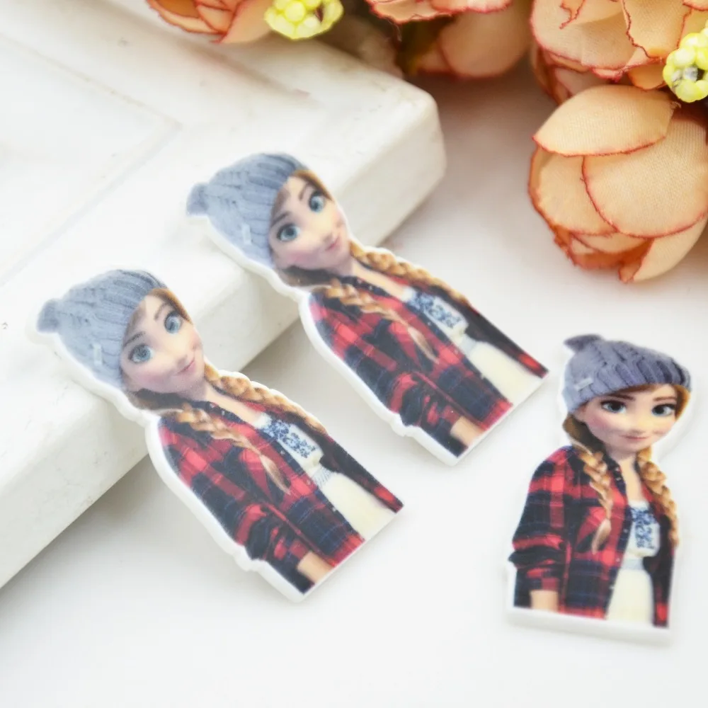 Kawaii Мультфильм плоское заднее украшение из смолы сестра Эльза королева фигурка