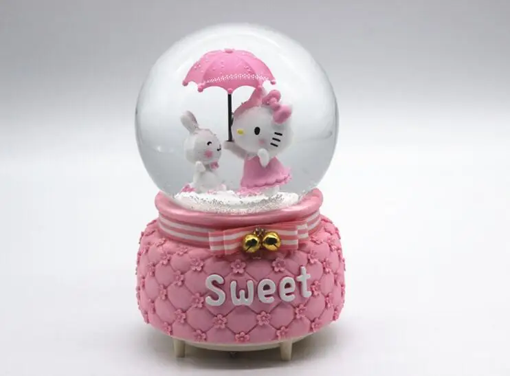 Хрустальный шар вращающийся Снежинка hello kitty музыкальная шкатулка украшение