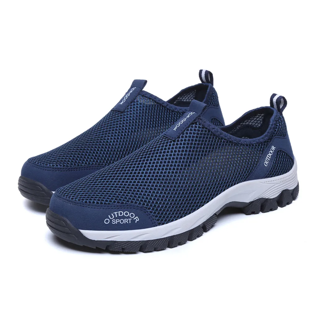 Синий Spring autumn Shoes casual solid Hot Sale Men's Fashion Leisure Climbing shoes Men breathable mesh Running Sport Sneakers - Цвет: Синий
