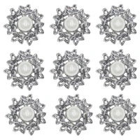 new 10pcs 23mm round antique silver metal buttons diamante rhinestone pearl button diy for wedding decoratio sewing clothing