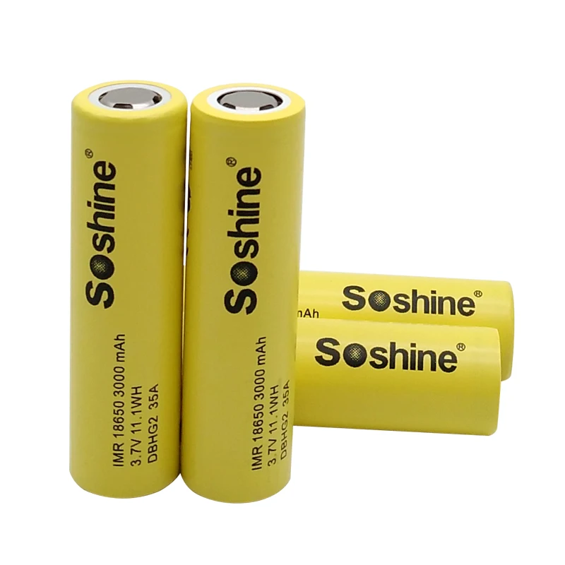 4 шт. аккумуляторные батареи Soshine HG2 18650 3000 мАч для электронных сигарет высокая