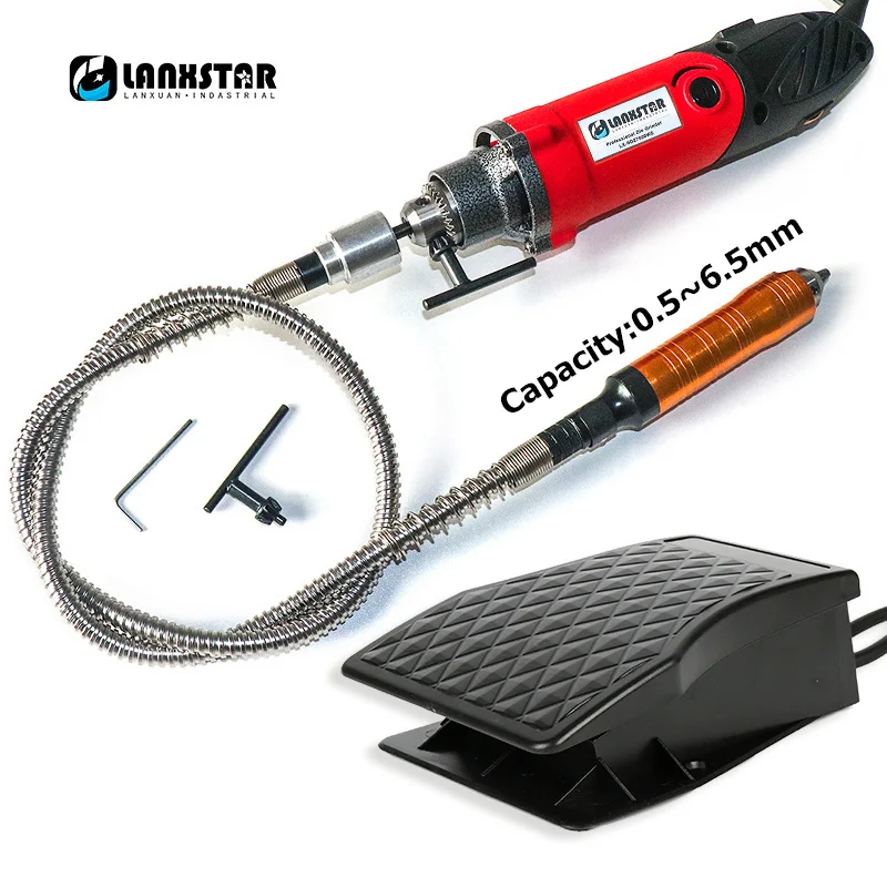 Lanxstar Dremel новая гравировальная ручка электрическая дрель DIY дрель Электрический Роторный инструмент шлифовальная машина Мини дрель мини-мельница шлифовальный станок - Цвет: Pedal M-Shaft Chuck6