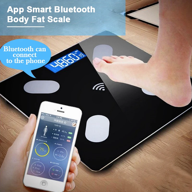 Умные Электронные весы The Best с Bluetooth и цифровым дисплеем зарядка через USB для