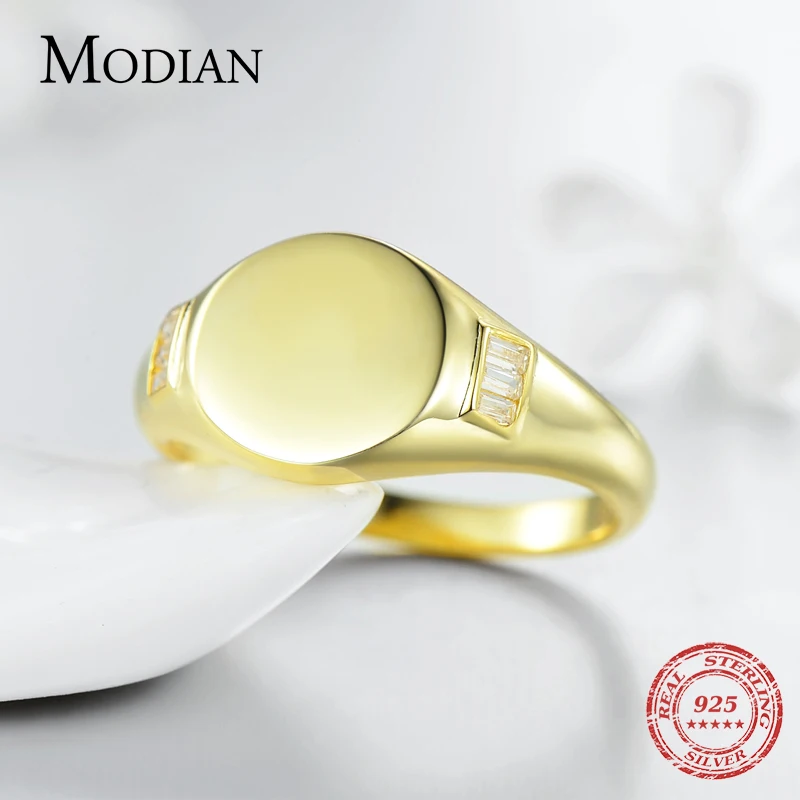 Modian 925 пробы Серебряное очаровательное Сверкающее круглое Золотое модное кольцо на палец классические ювелирные изделия для женщин Серебряное кольцо Anel