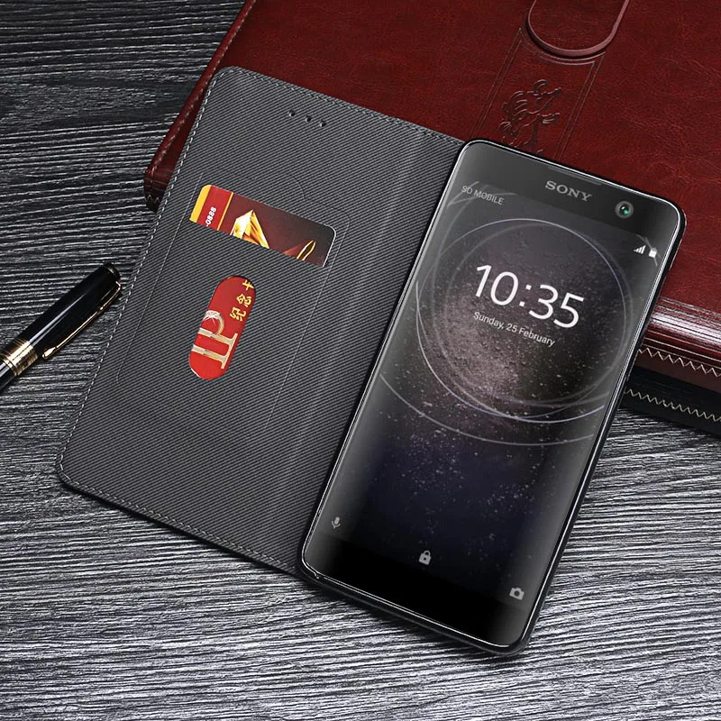 Чехол из искусственной кожи с откидной крышкой для Sony Xperia XA2 Plus Винтажный чехол 6 0