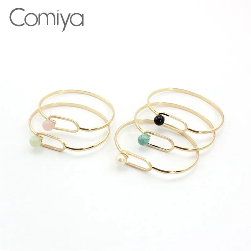 Comiya Jewelery Bracelete Masculino Simulated Peal Stone Lady Bangles Bracelet Acier Inoxydable Femme For Women Fashion Jewelry | Украшения