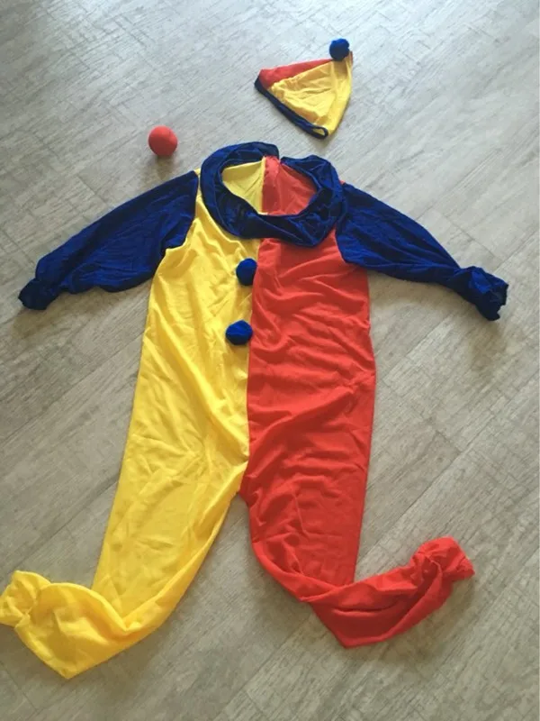 

Halloween Carnival Clown Circus Cosplay Costumes 3pcs Children Kids Baby Jumpsuits & Rompers+Hat+Nose