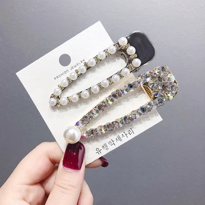 A016 2pcs Заколка для волос в Корейском стиле для женщин и девочек из металлического сплава из жемчуга BB заколки для волос Роскошные многофункциональные ряды неправильные искусственные жемчужины декоративные шпильки для волос - Цвет: A016 2pcs