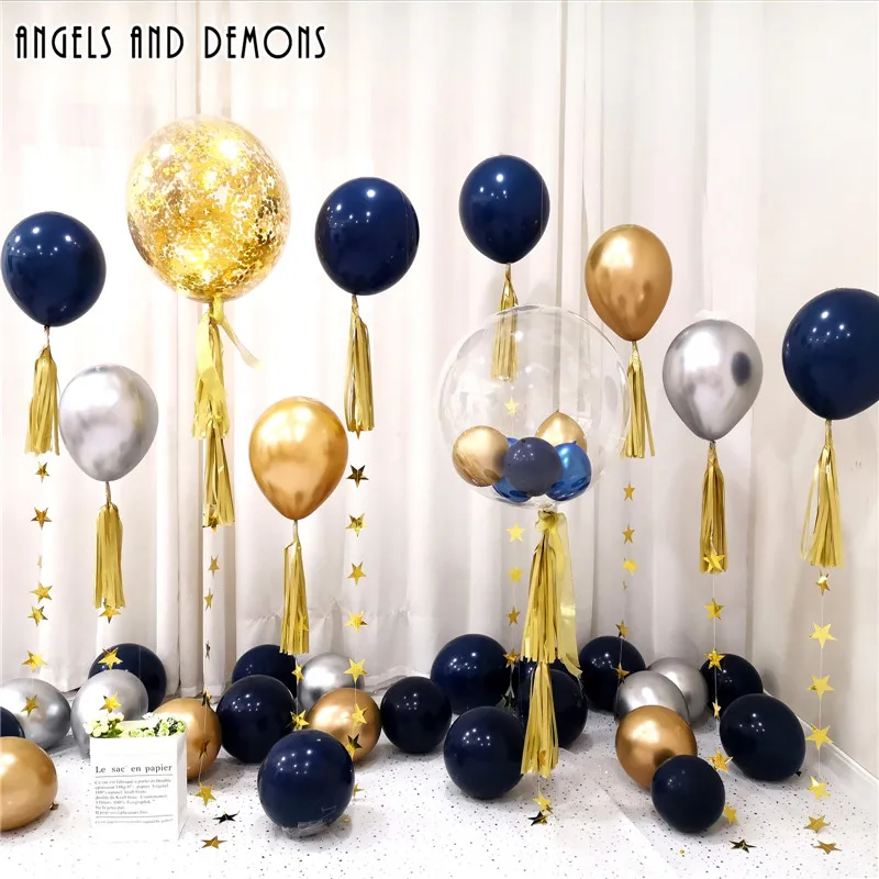 12-дюймовый светящийся воздушный шар с синими чернилами металлический золотой